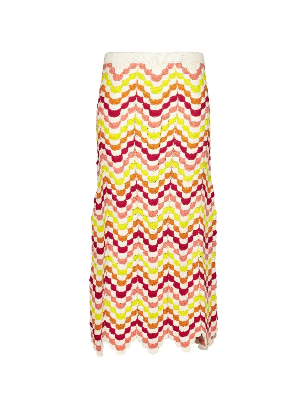 Escvdo Abanico Crochet Safi Skirt in Neutrals