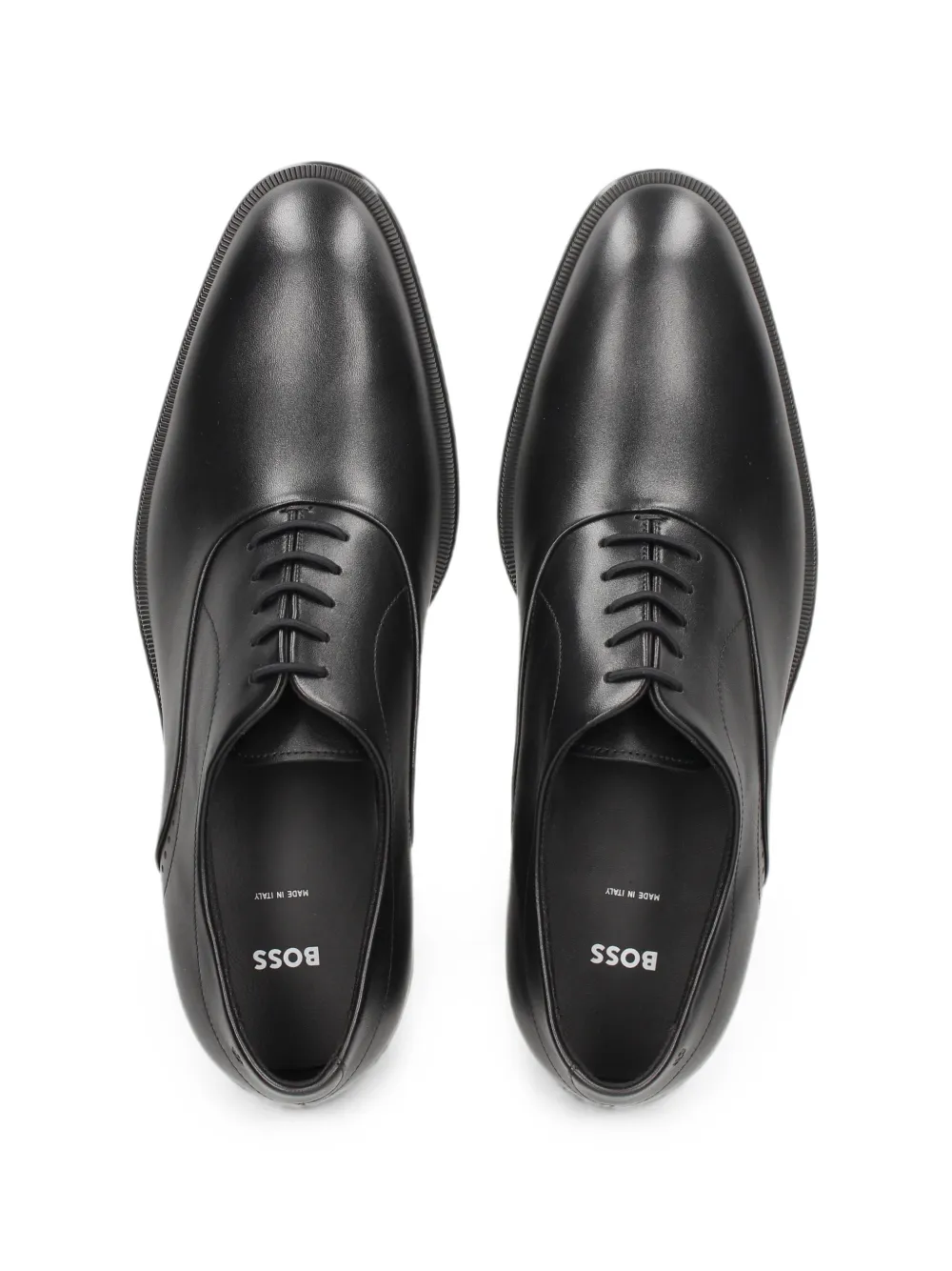 BOSS leather Oxford shoes with perforated details Zwart