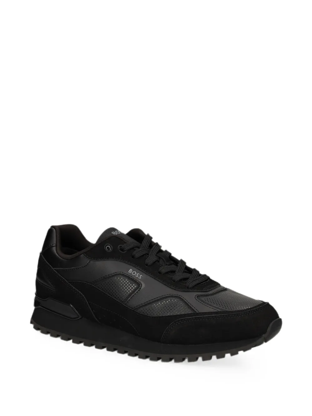 BOSS perforated panelled sneakers Zwart