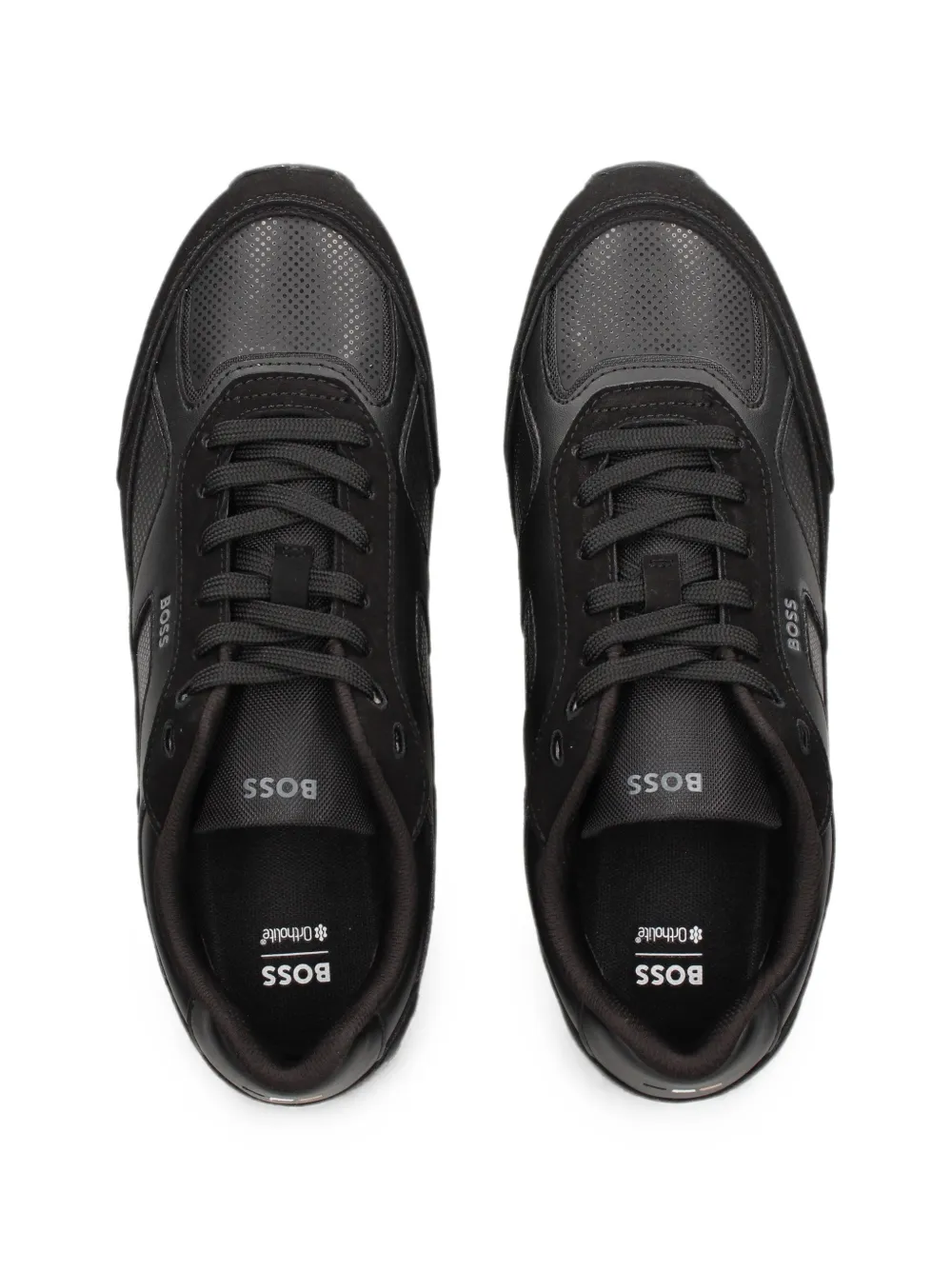 BOSS perforated panelled sneakers Zwart