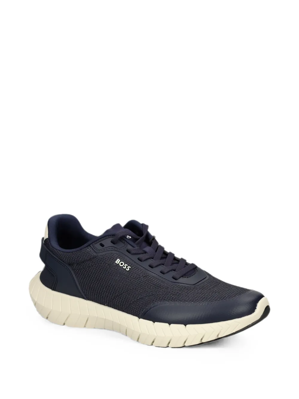 BOSS -MOTION Runn running sneakers with leather trims Blauw