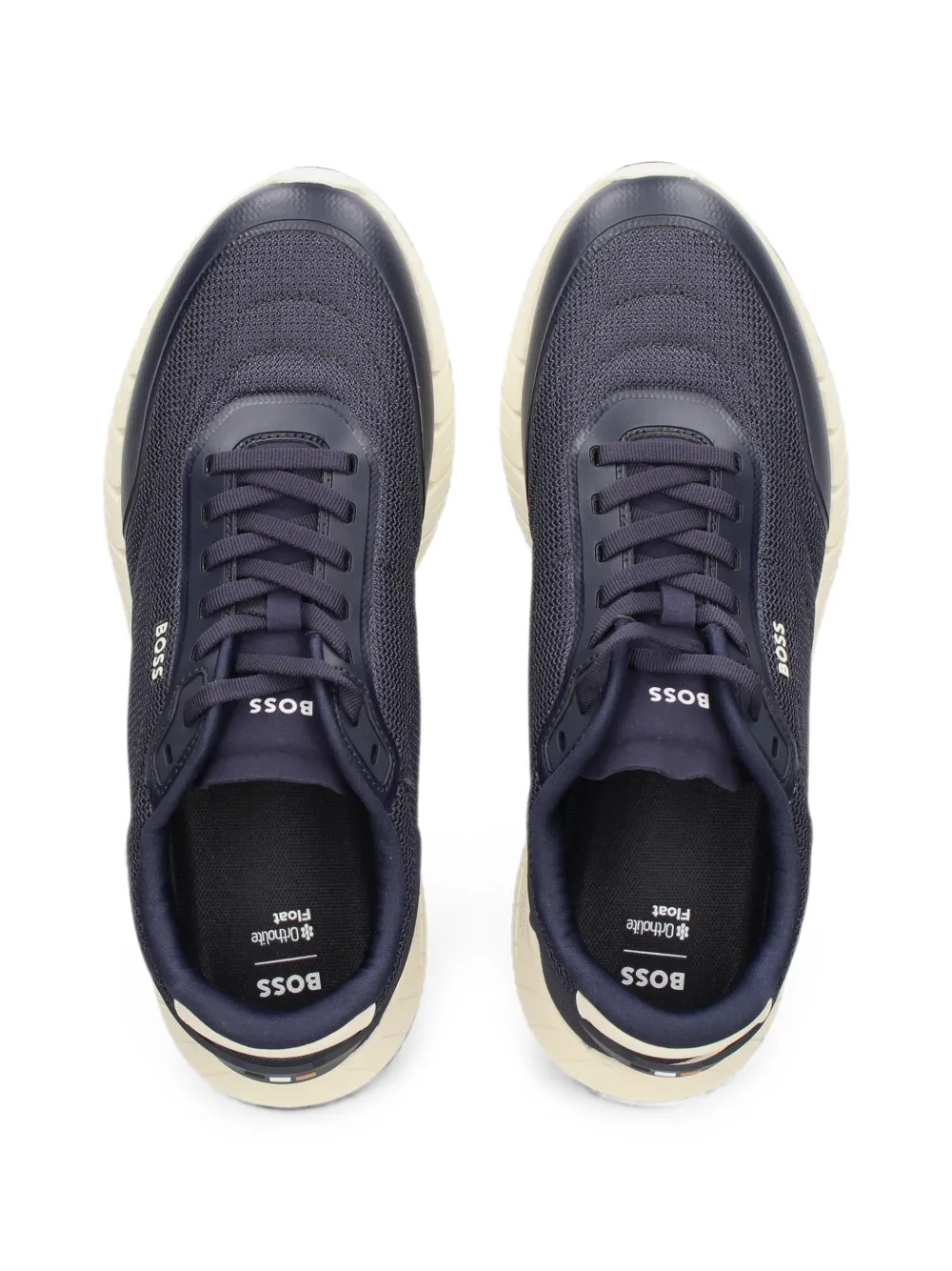 BOSS -MOTION Runn running sneakers with leather trims Blauw
