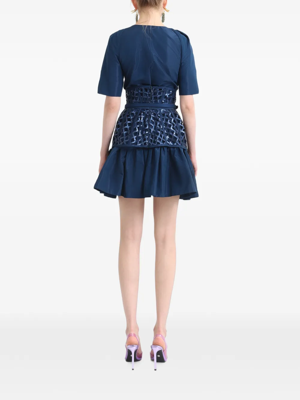 Gemy Maalouf taffeta ruffled skirt Blauw