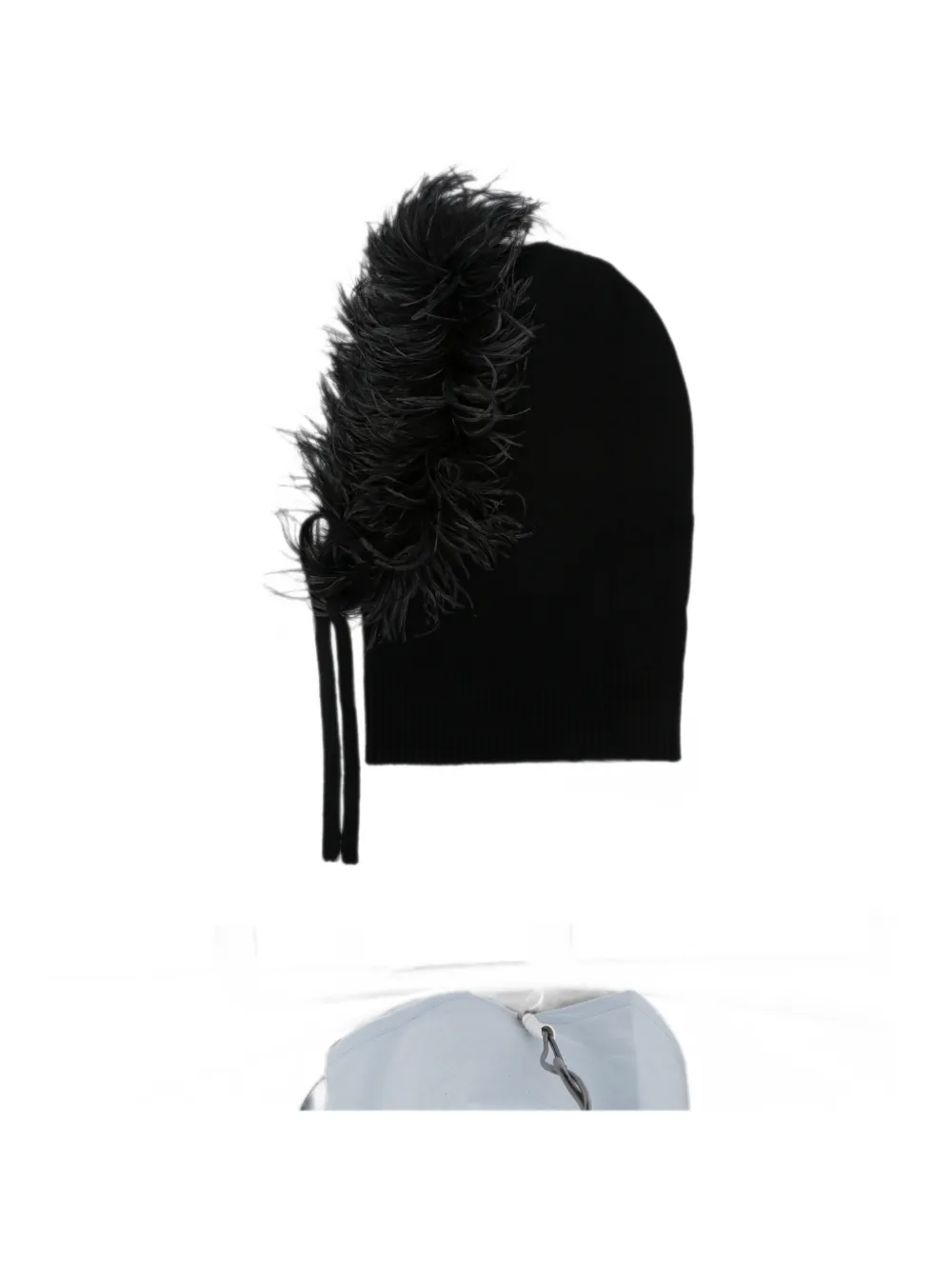 P.A.R.O.S.H. Lestat feather-trim knitted beanie hat - Black