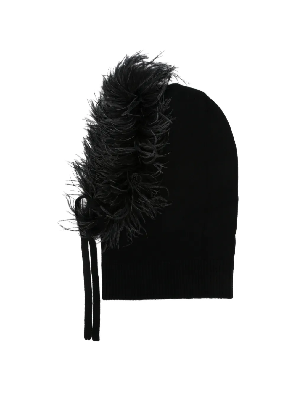 P.A.R.O.S.H. Lestat feather-trim knitted beanie hat - Schwarz
