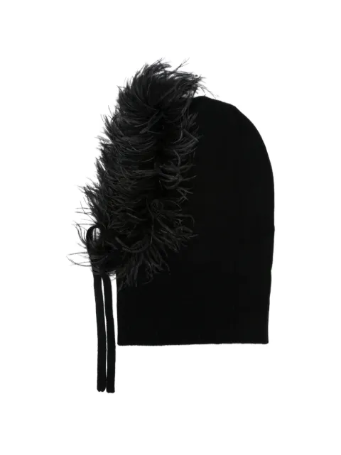 P.A.R.O.S.H. Lestat feather-trim knitted beanie hat