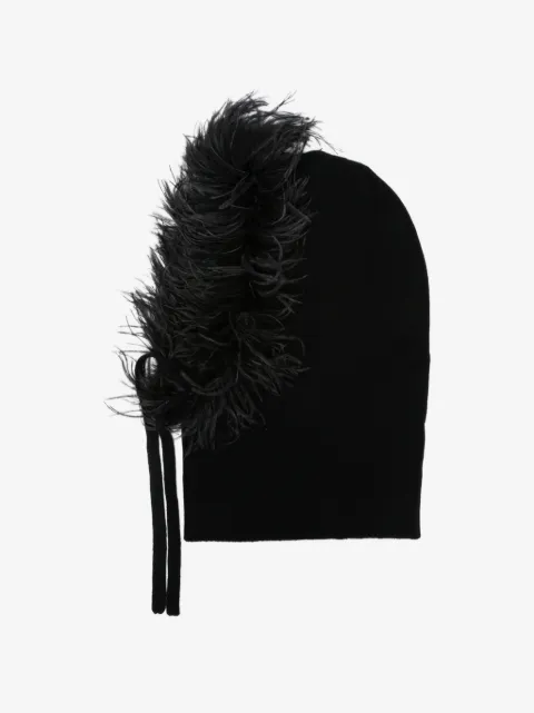 P.A.R.O.S.H. Lestat feather-trim knitted beanie hat