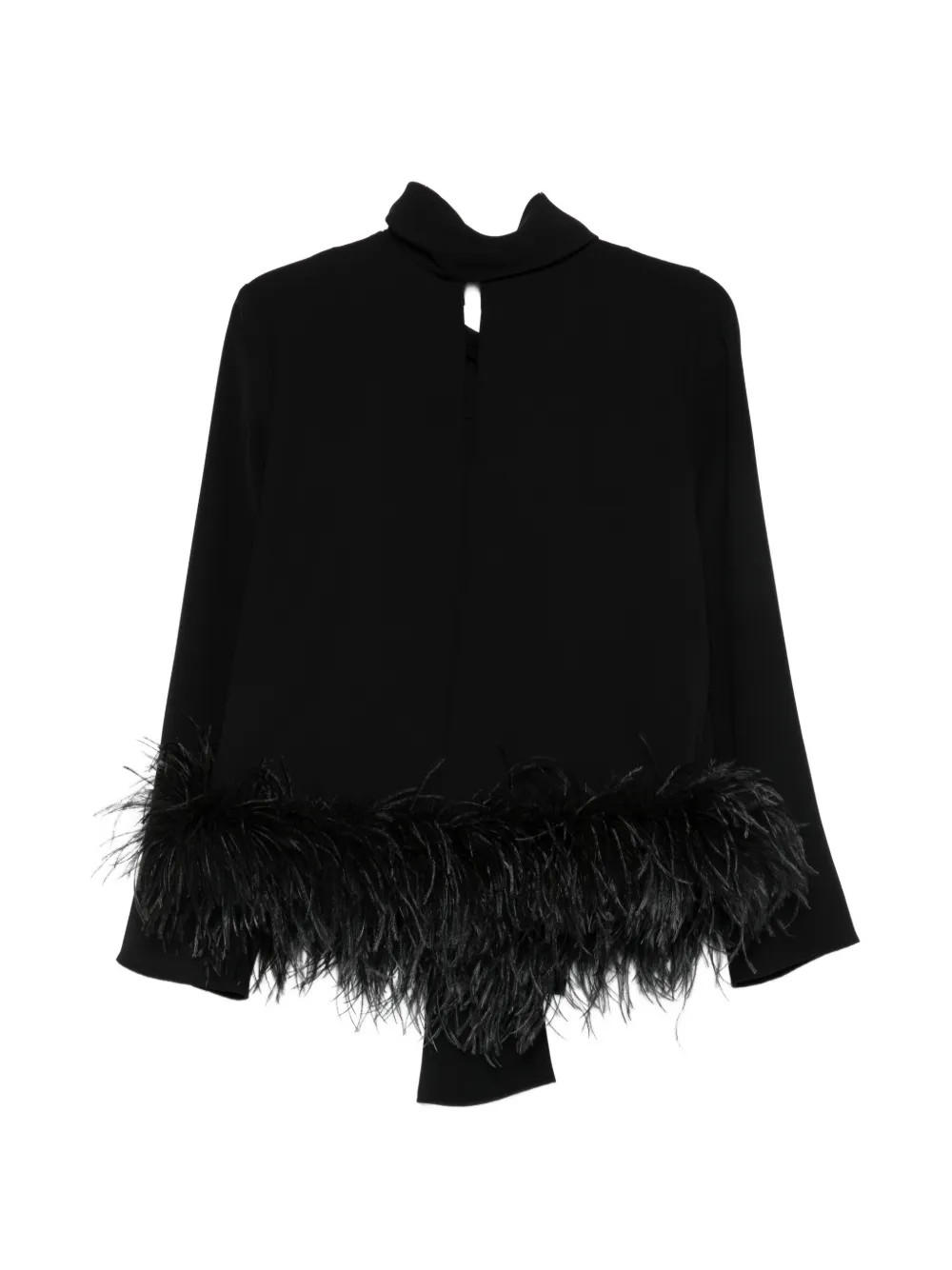 P.A.R.O.S.H. Blouse met strik en verenafwerking Zwart