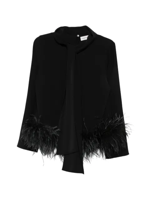 P.A.R.O.S.H. feather-trim pussy-bow blouse