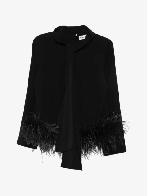 P.A.R.O.S.H. feather-trim pussy-bow blouse
