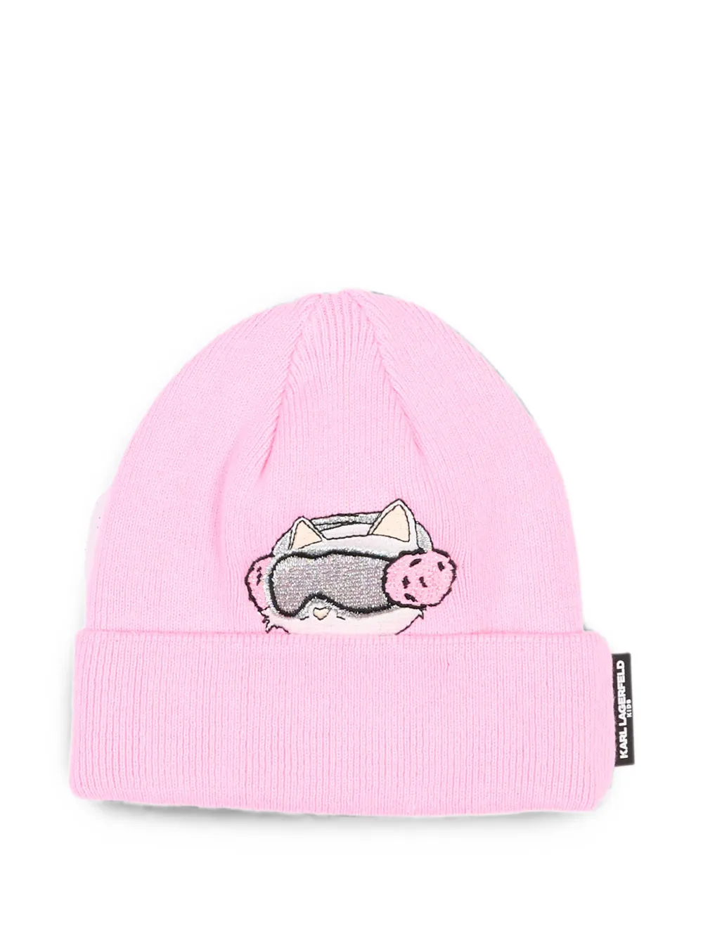 Karl Lagerfeld Kids graphic-patch beanie hat - Rosa