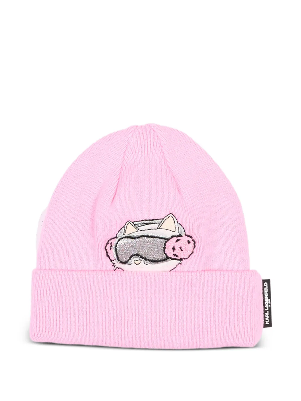 Karl Lagerfeld Kids graphic-patch beanie hat - Rosa