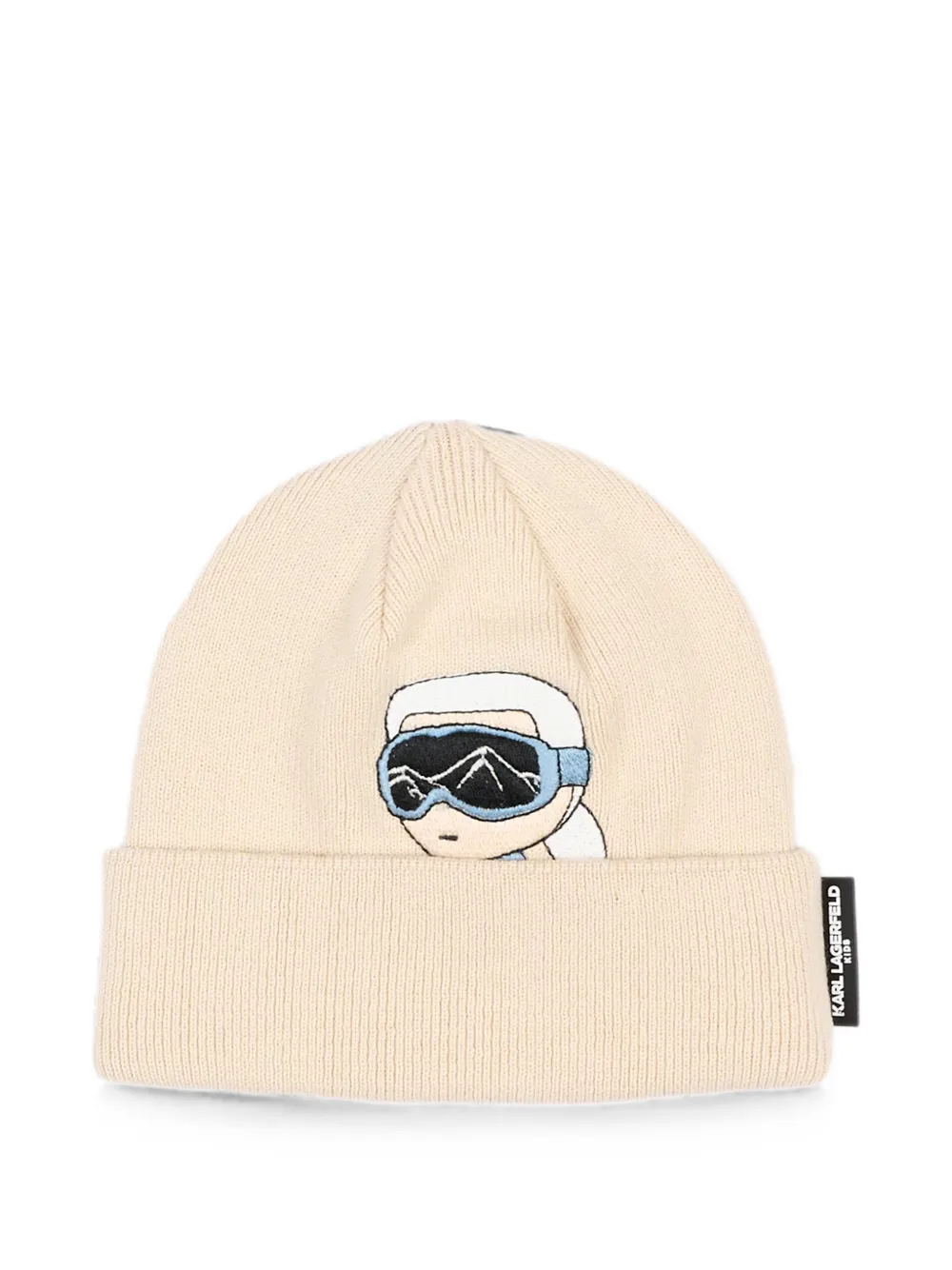 Karl Lagerfeld Kids logo-patch ribbed-knit beanie hat - Toni neutri