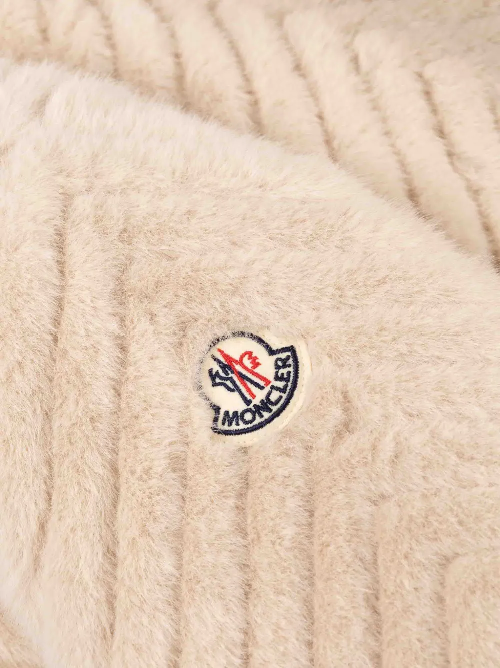 Moncler Enfant Elra jack van imitatiebont met chevron-streep Beige