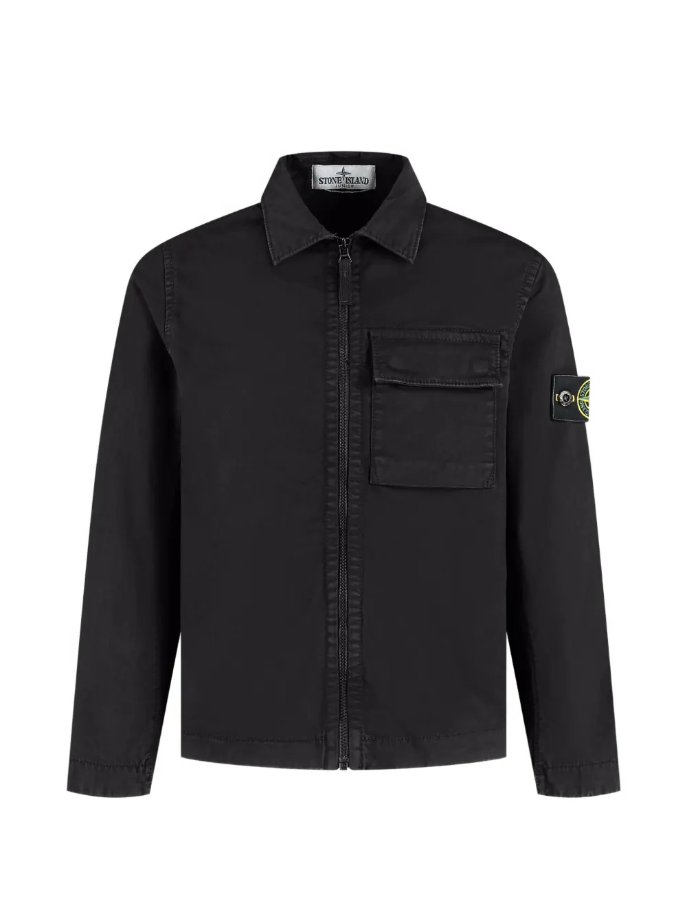 Stone Island Junior logo-patch zip-up jacket - Nero