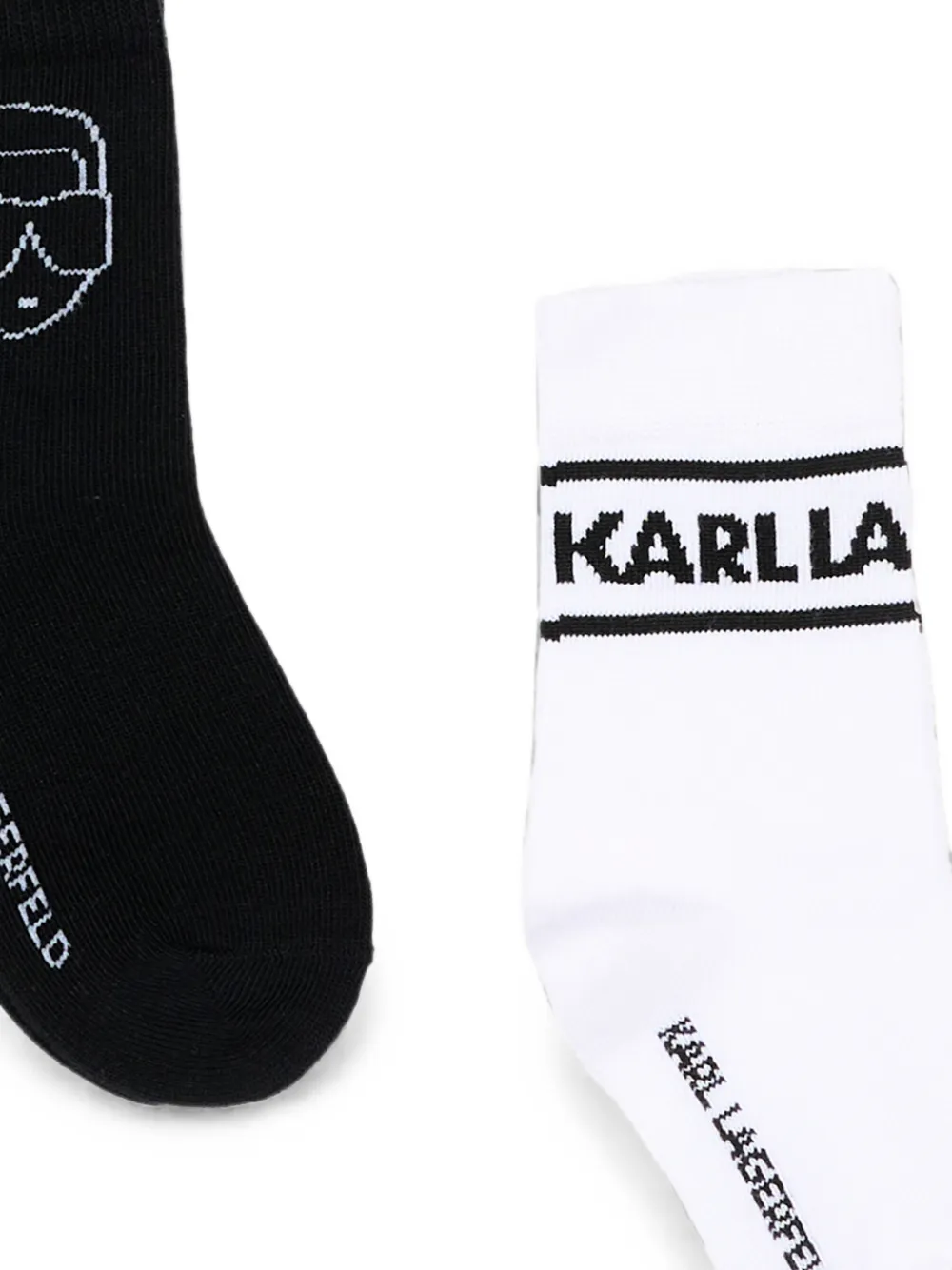Karl Lagerfeld Kids Twee paar sokken met logo-intarsia Zwart