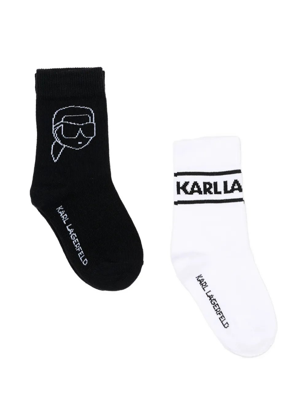 Karl Lagerfeld Kids' Logo-intarsia Socks (pack-of-two) In Black