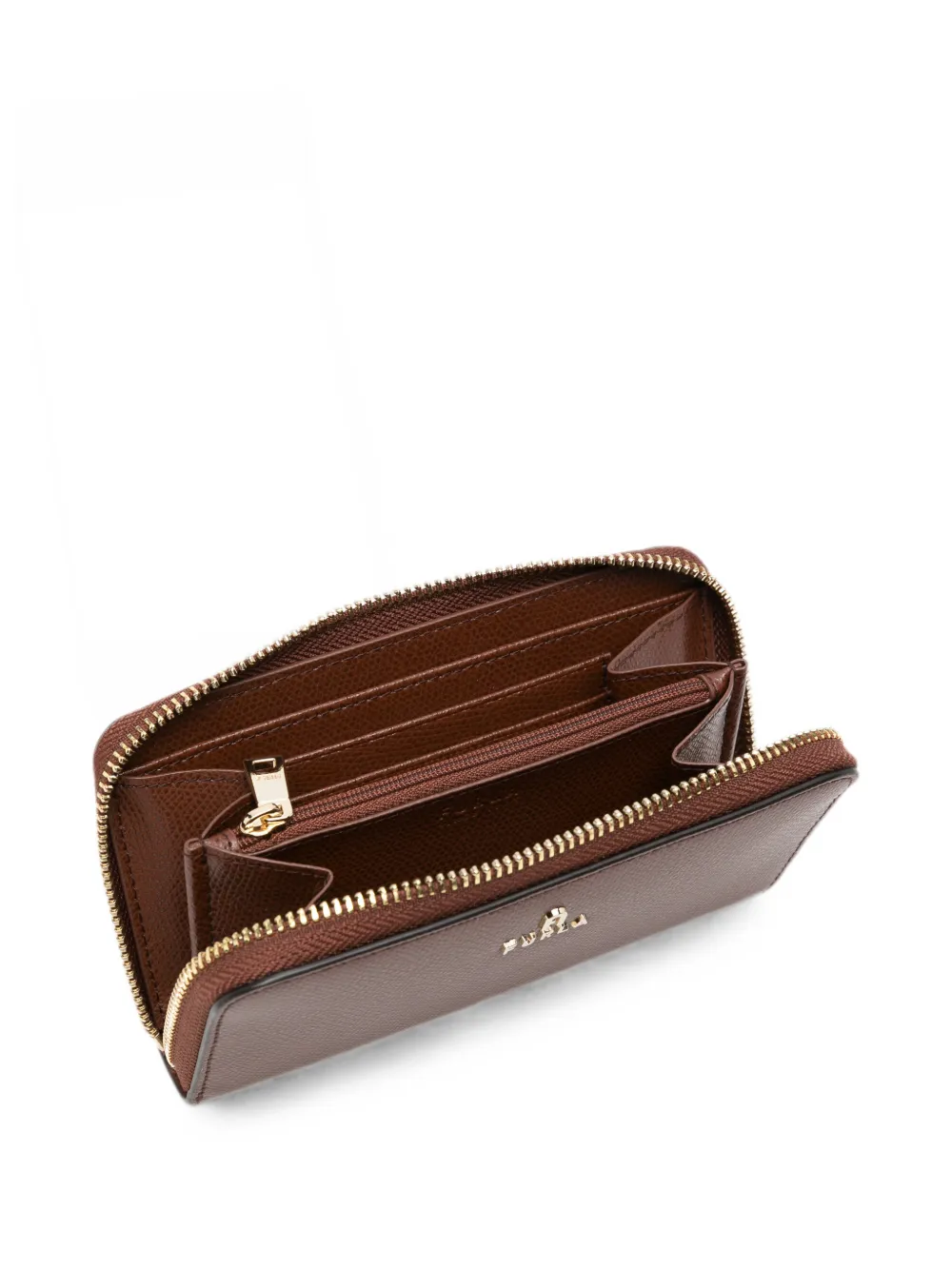 Furla Leren portemonnee met logoplakkaat Bruin