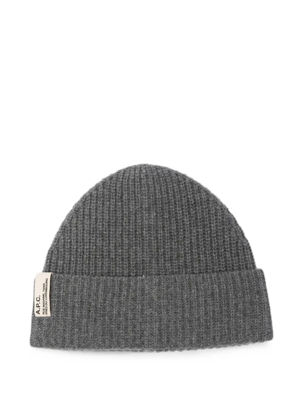 A.P.C. ribbed-knit logo-patch beanie hat | Grey | Image 1