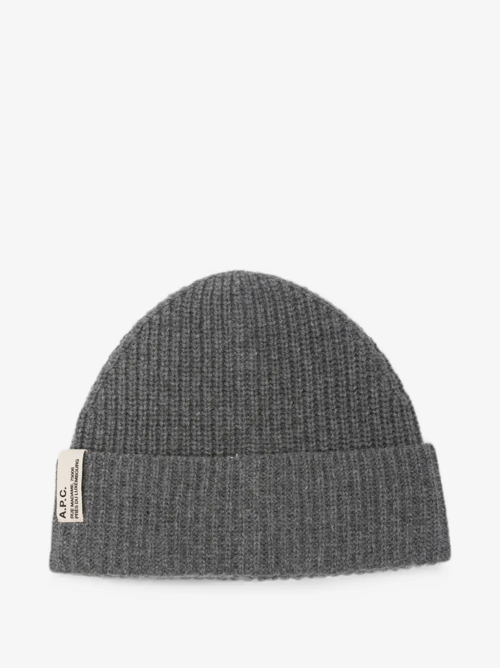 A.P.C. bonnet côtelé à patch logo | gris | Image 1