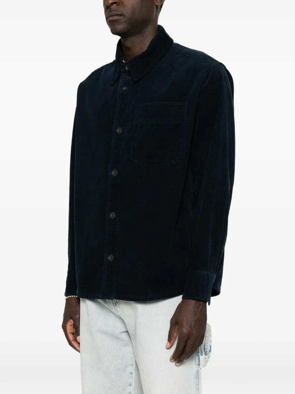 A.P.C. Ribfluwelen overhemd met borstzak Blauw