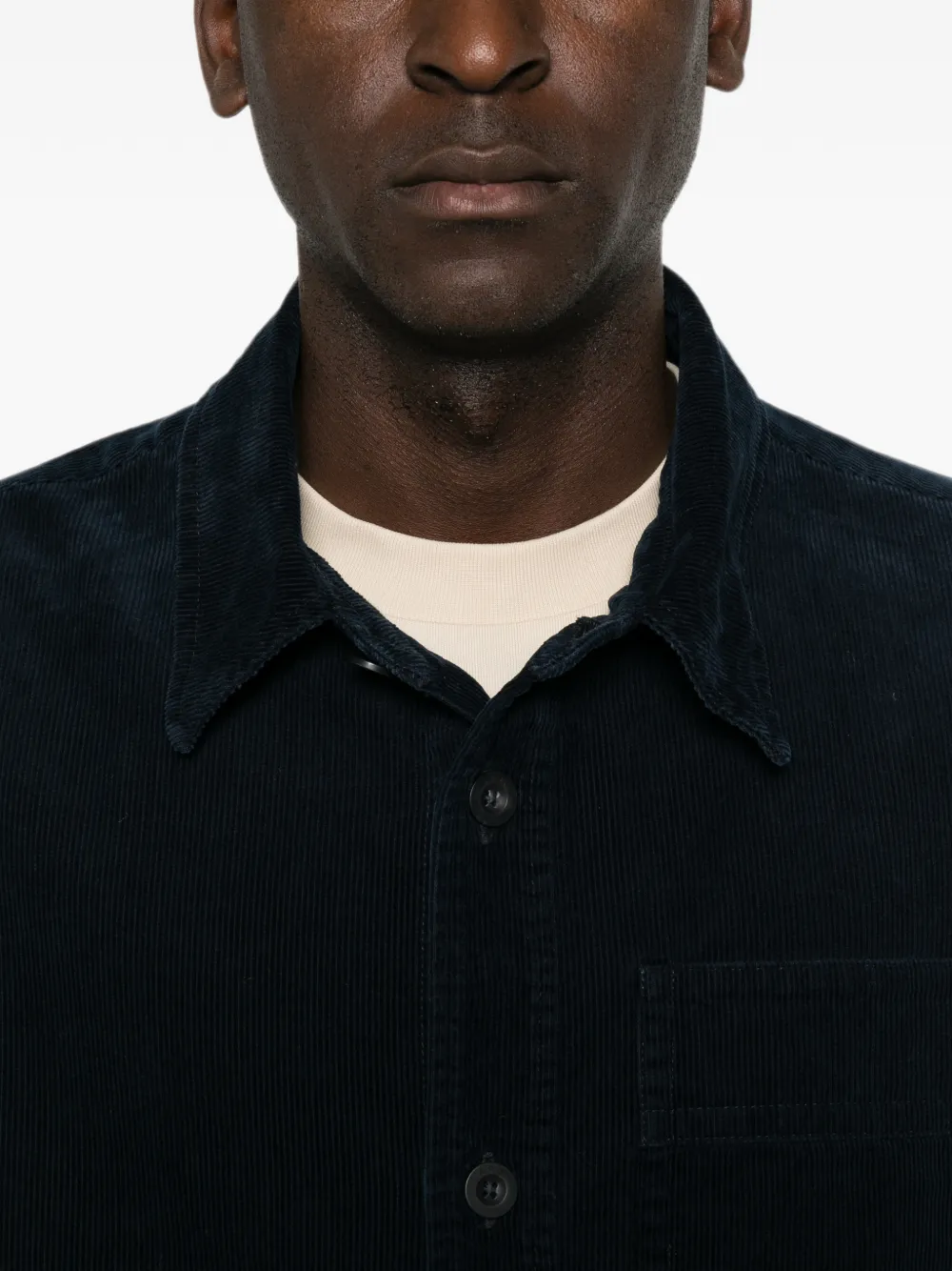 A.P.C. Ribfluwelen overhemd met borstzak Blauw