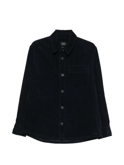 A.P.C. camisa con bolsillo en el pecho de pana