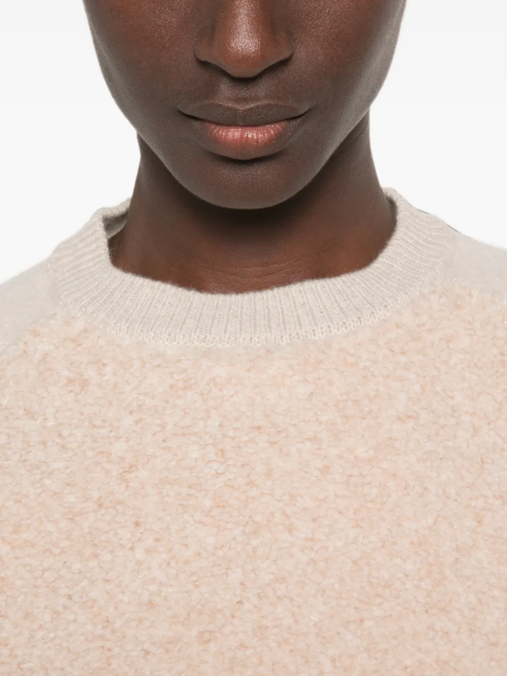 Herno bouclé-panel wool sweater Beige