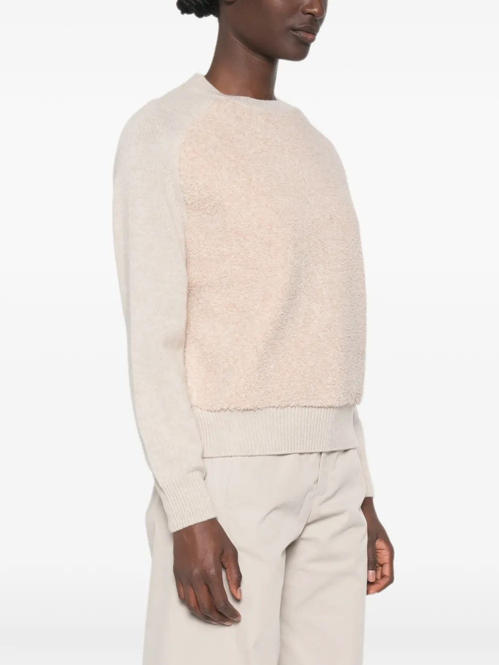 Herno bouclé-panel wool sweater Beige