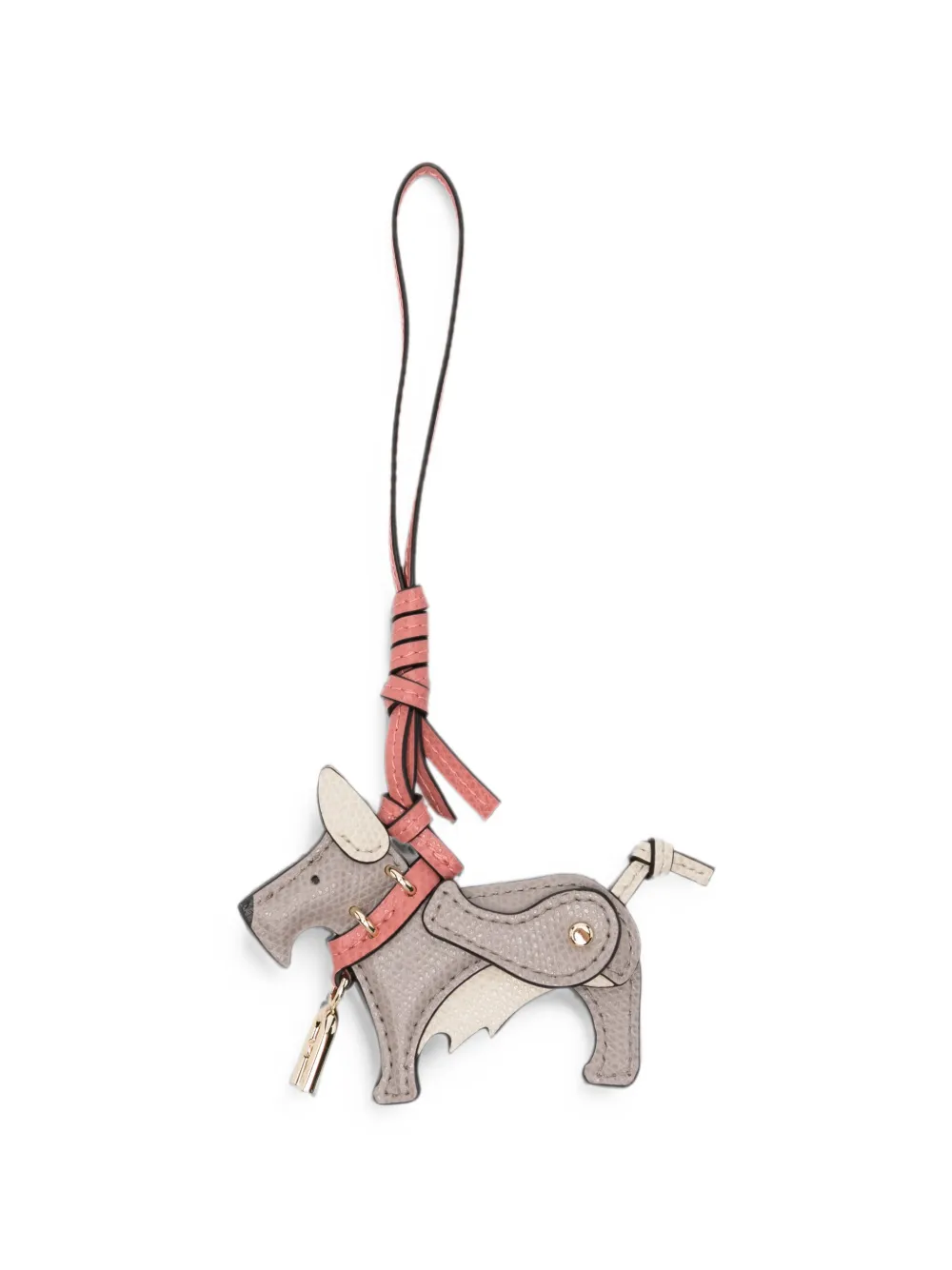 Furla dog-motif leather bag charm - Grey
