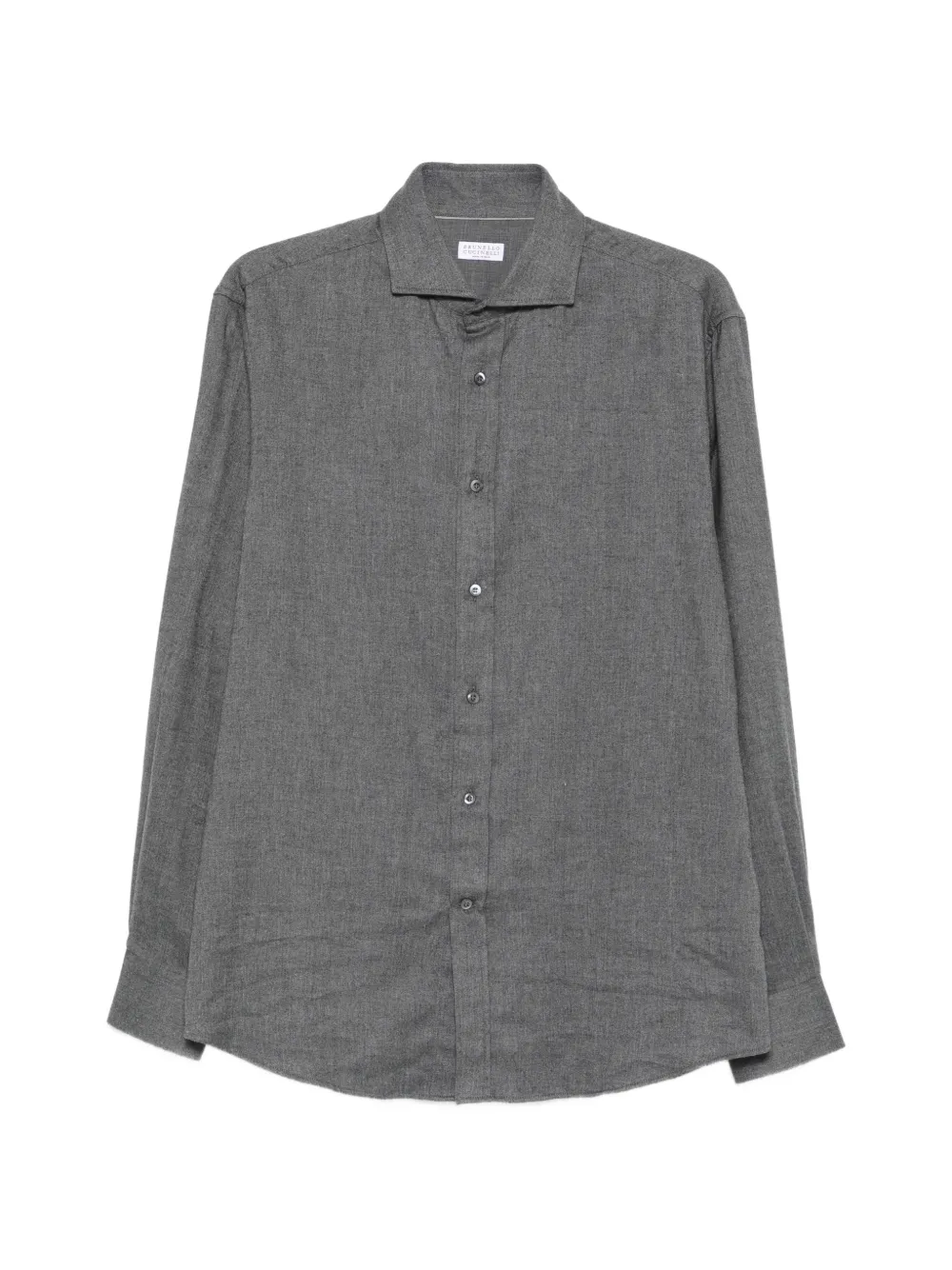 Brunello Cucinelli 헤링본 위브 긴소매 셔츠 | 그레이 | Image 1