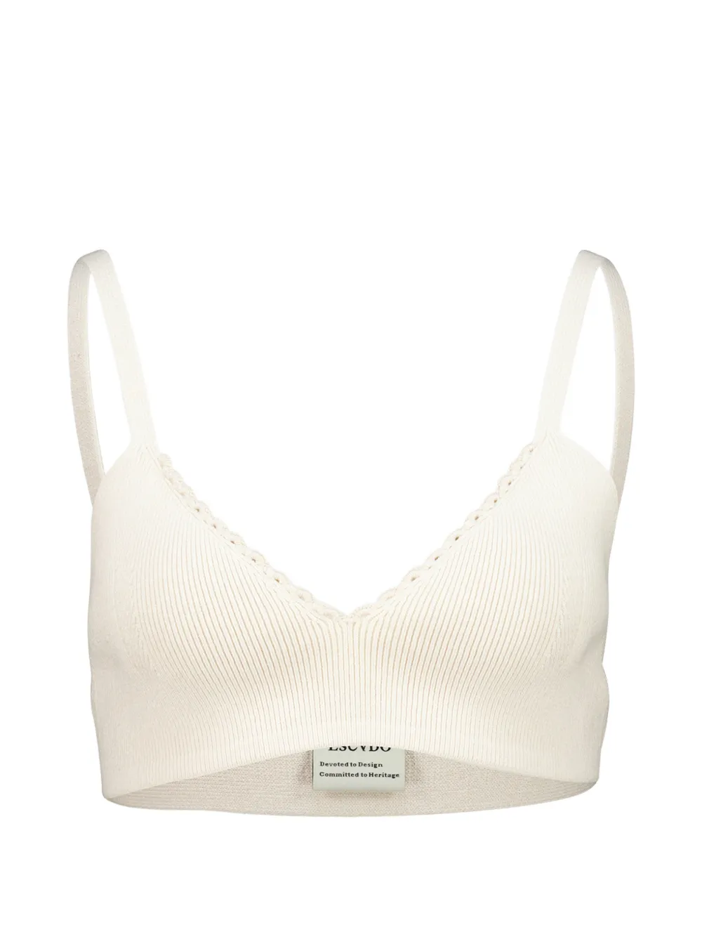 ESCVDO Cima scalloped ribbed-knit top - Toni neutri