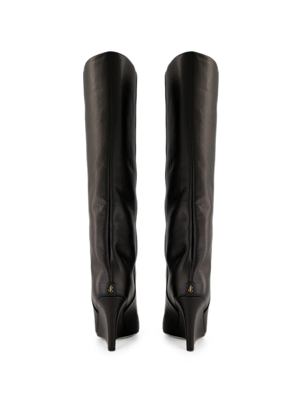 Jimmy Choo Blake 85 black smooth leather knee-high boots with wedge heel Zwart
