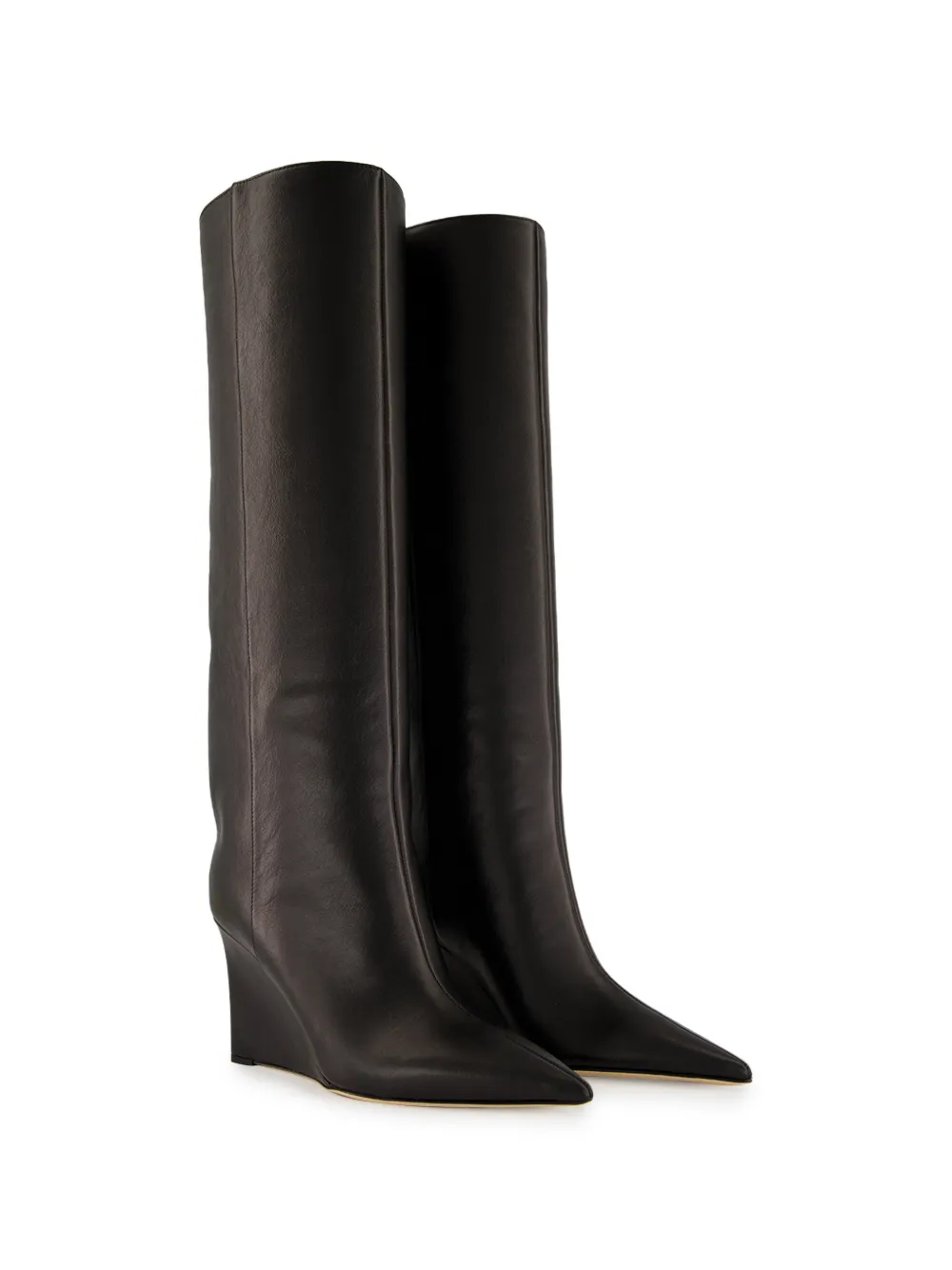 Jimmy Choo Blake 85 black smooth leather knee-high boots with wedge heel Zwart