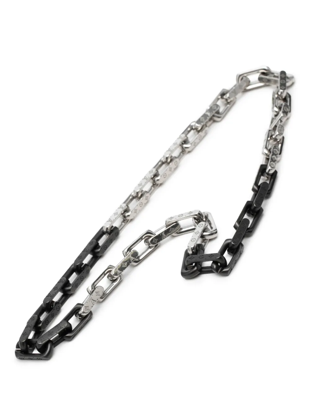 Louis Vuitton Pre-Owned Collana a catena in acciaio inossidabile con monogramma 2022 - Nero