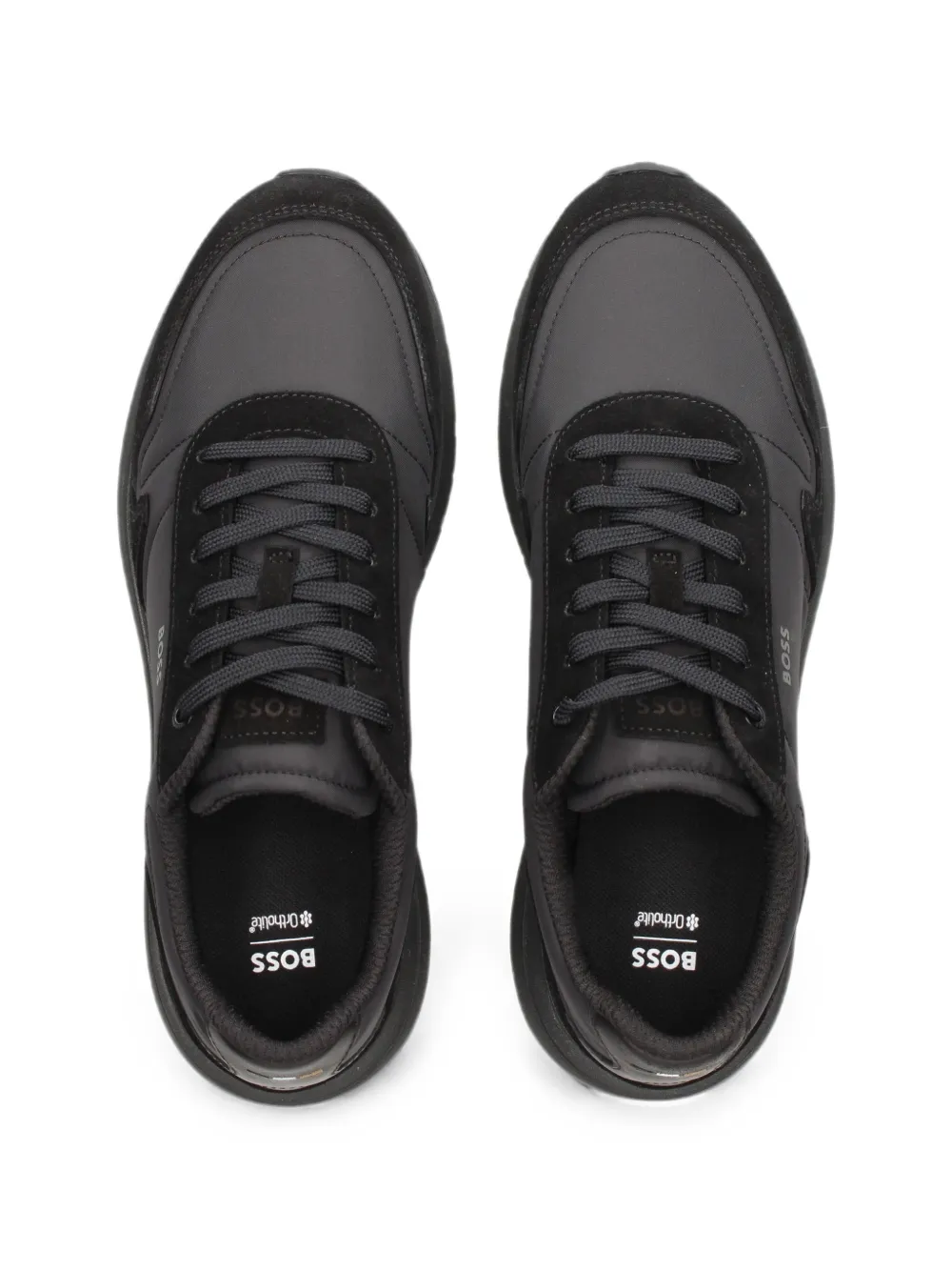 BOSS panelled lace-up sneakers Zwart