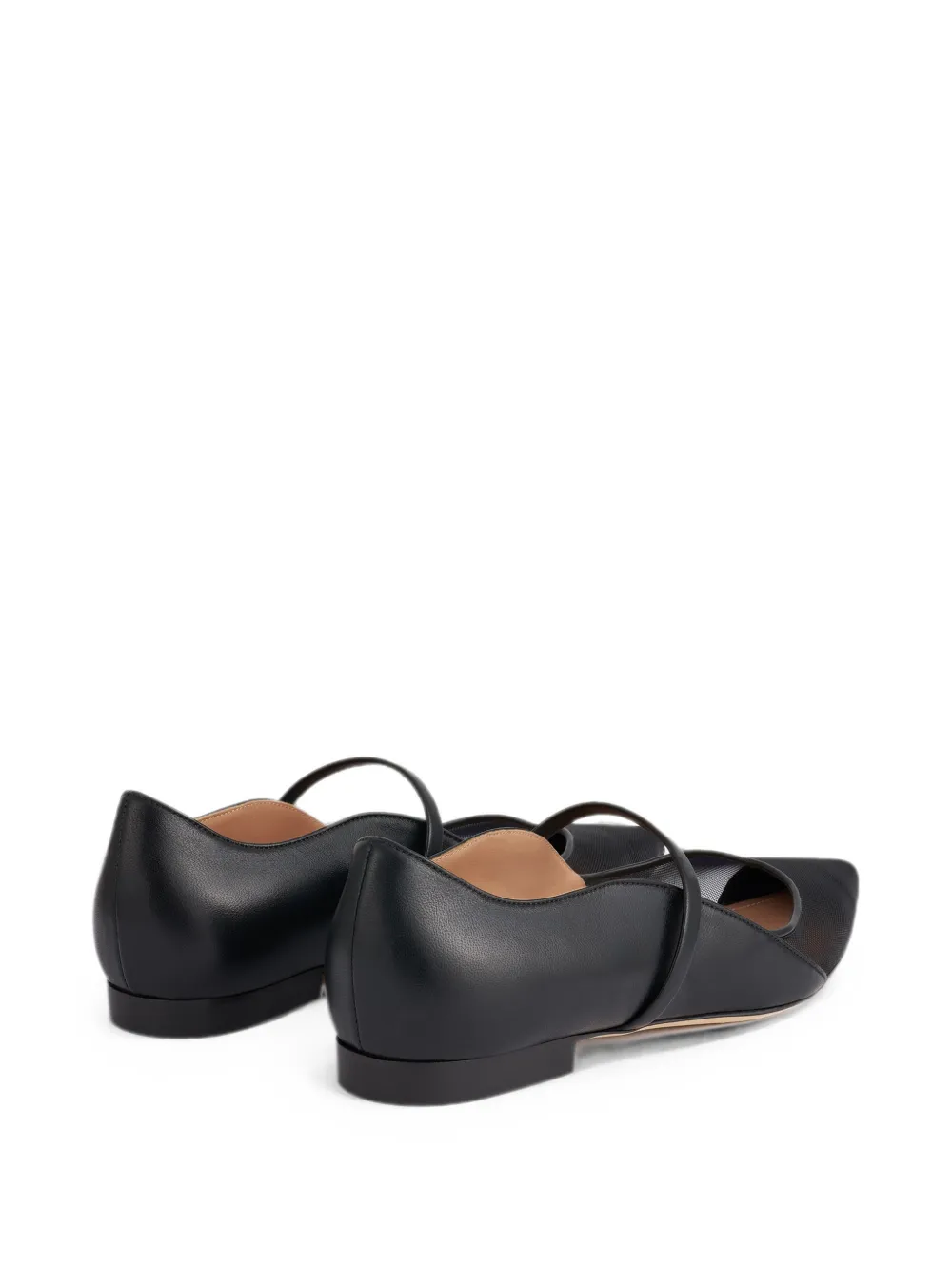 Malone Souliers Maureen Arc mesh-panel flat pumps Zwart