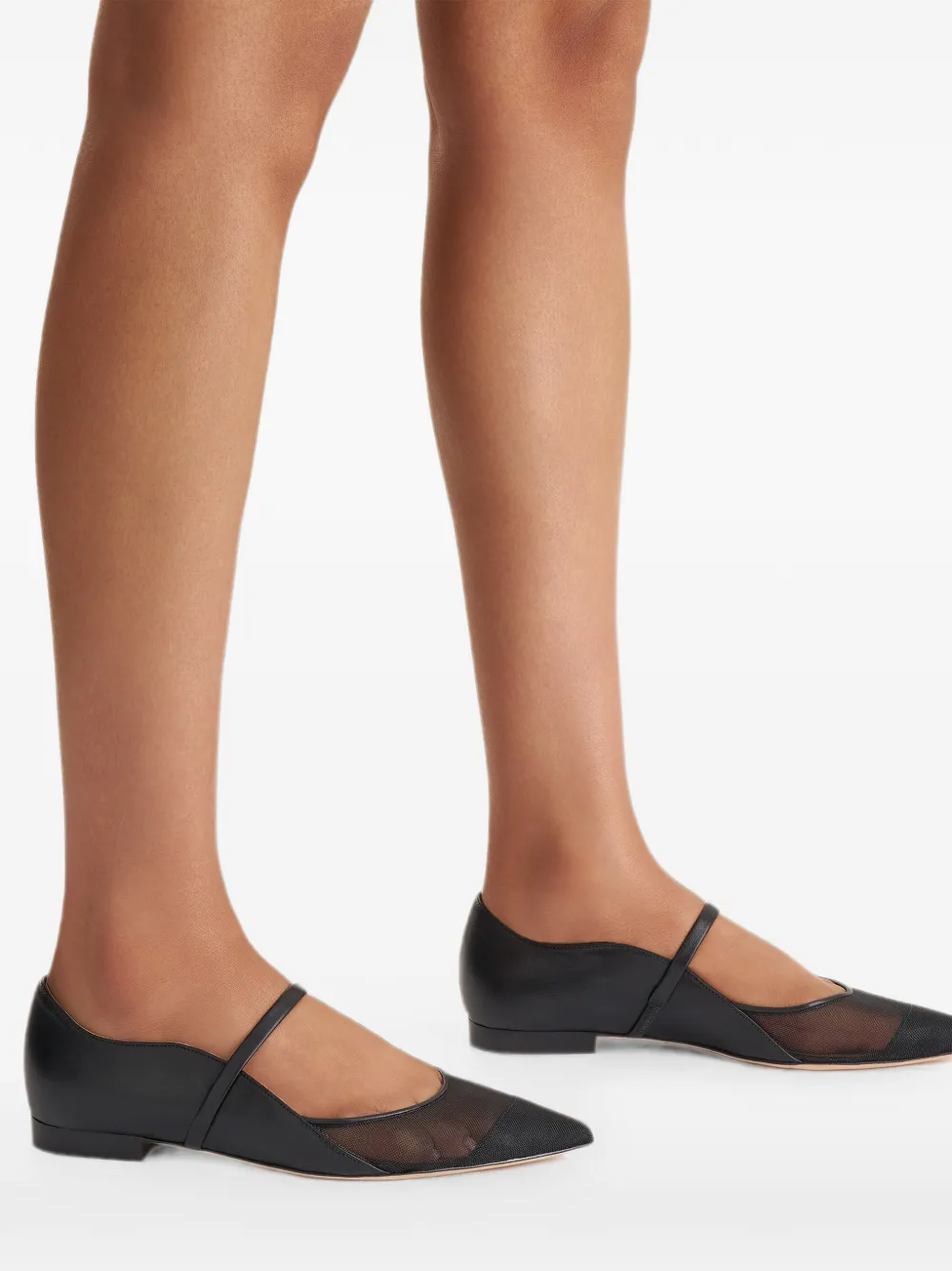 Malone Souliers Maureen Arc mesh-panel flat pumps Zwart