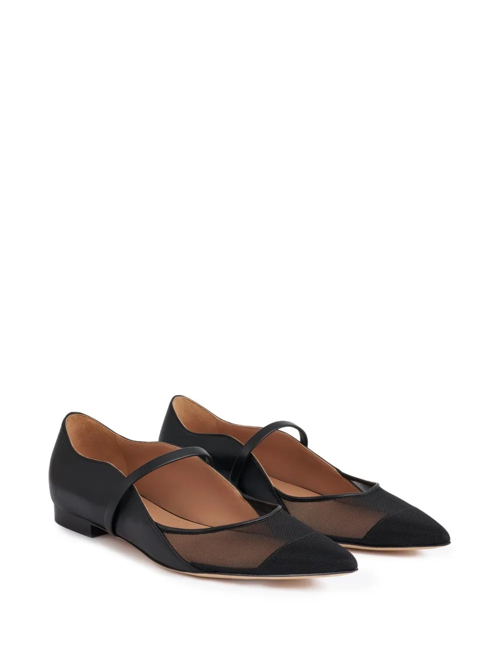 Malone Souliers Maureen Arc mesh-panel flat pumps Zwart