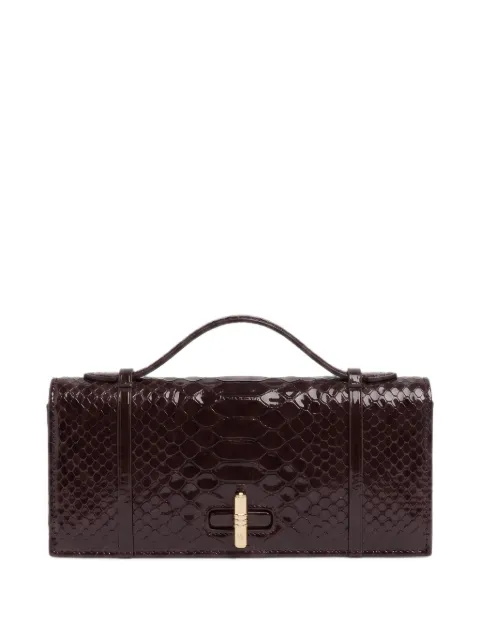 Malone Souliers May clutch i læder med slangeeffekt