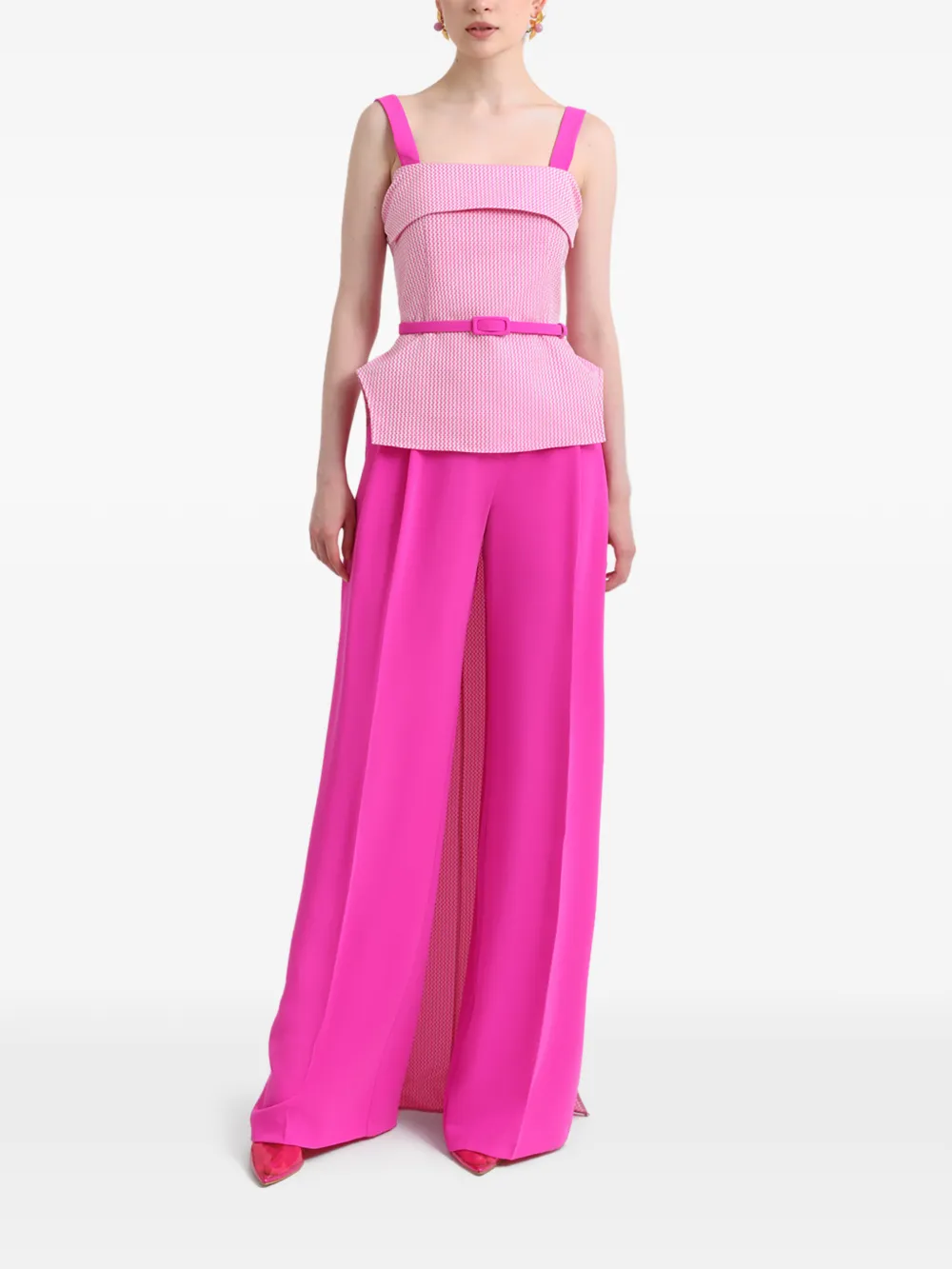 Gemy Maalouf Top met asymmetrische zoom en ceintuur Roze