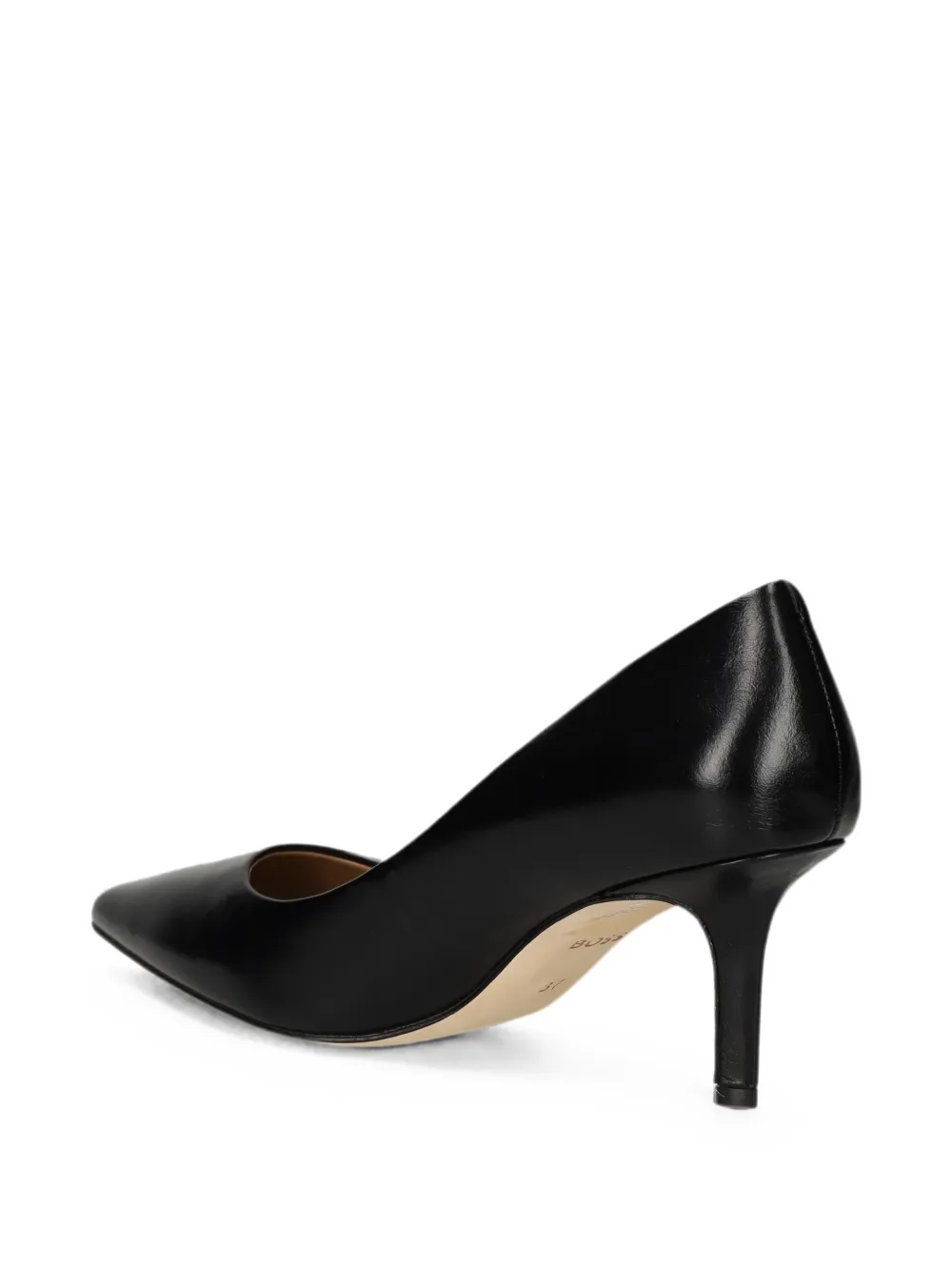 BOSS Miah heeled leather pumps with de ed logo Zwart