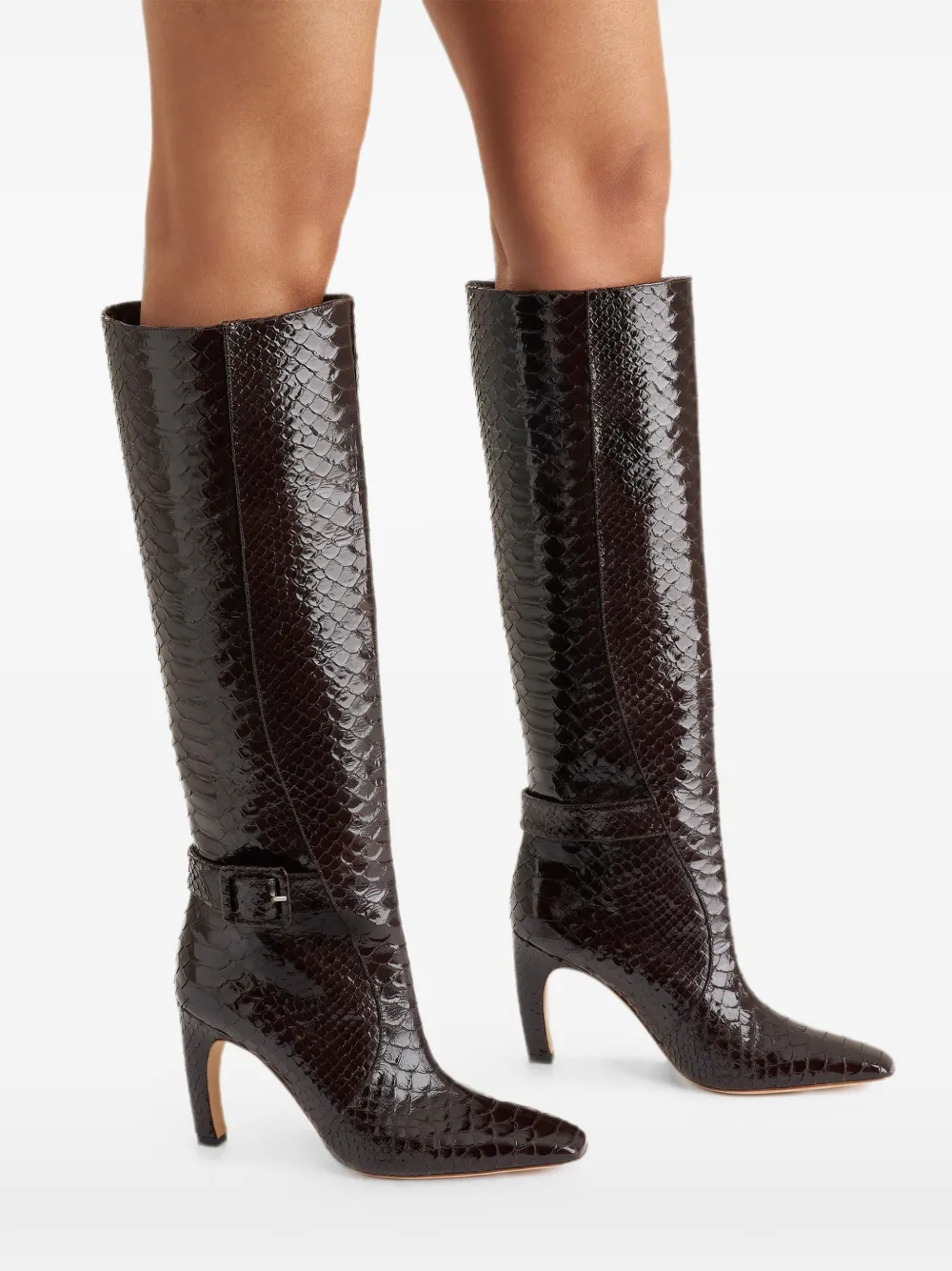 Malone Souliers Raven snake-effect leather boots Bruin