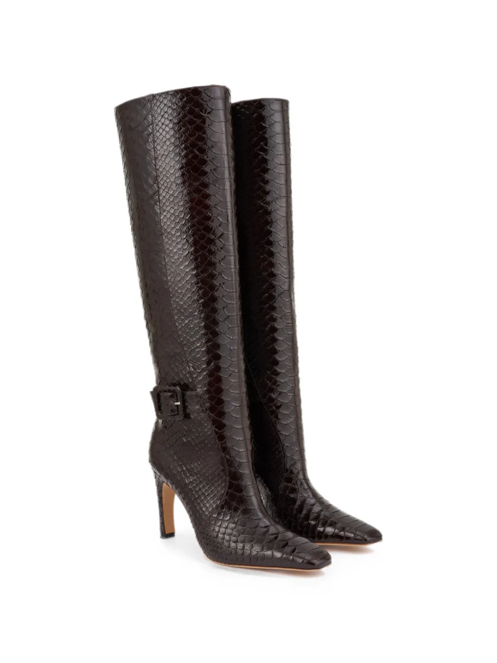 Malone Souliers Raven snake-effect leather boots Bruin