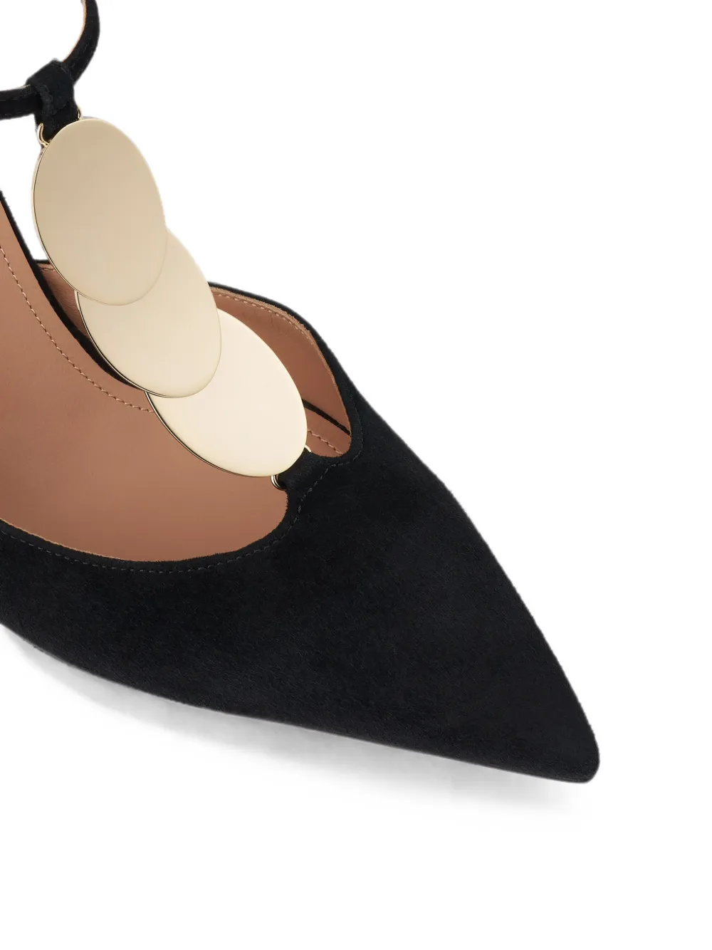 Malone Souliers Kali disc-embellished suede pumps Zwart