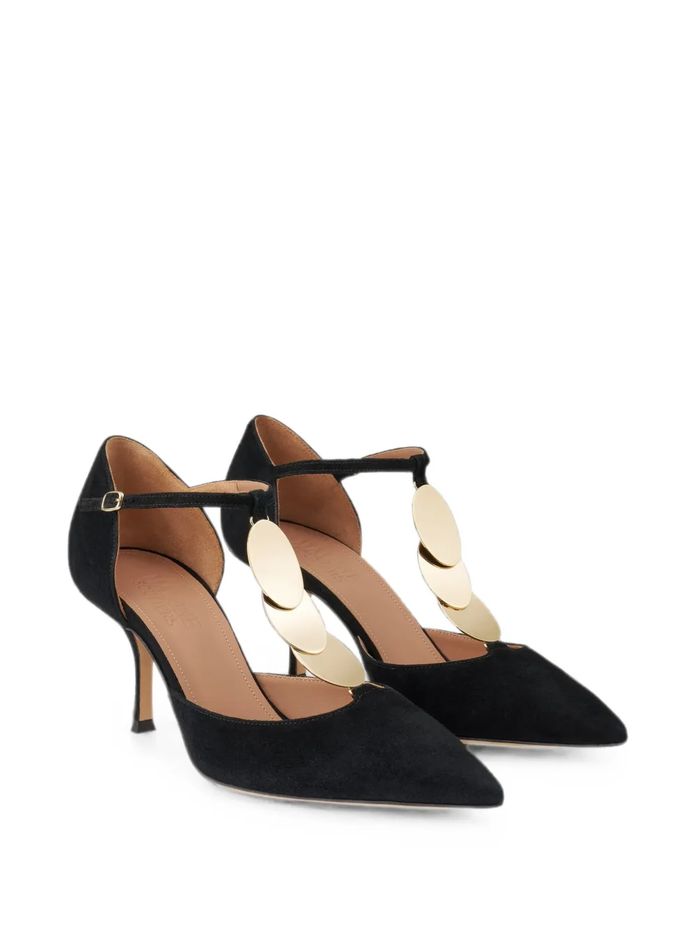 Malone Souliers Kali disc-embellished suede pumps Zwart