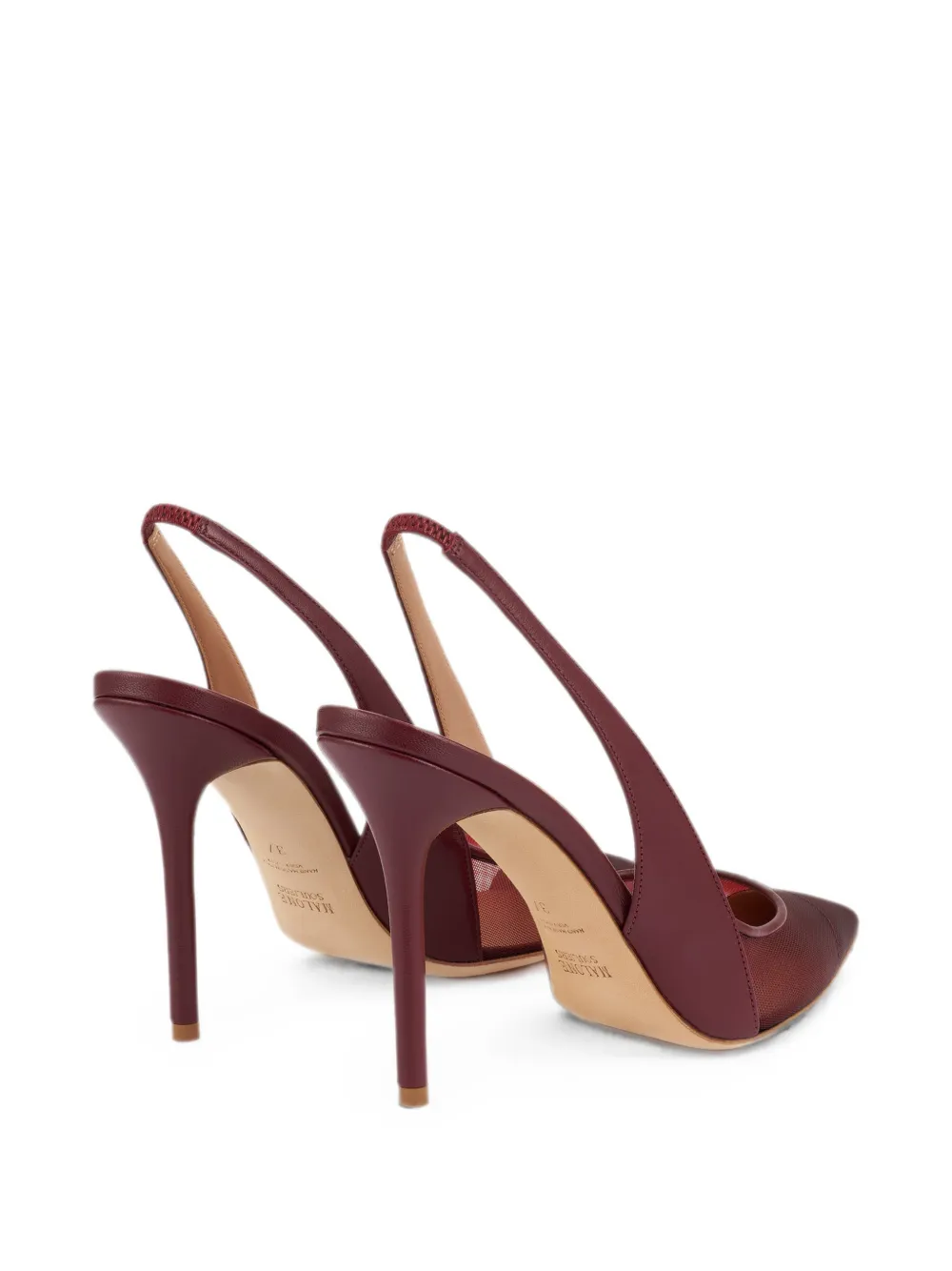 Malone Souliers Arc mesh-panel slingback pumps Rood