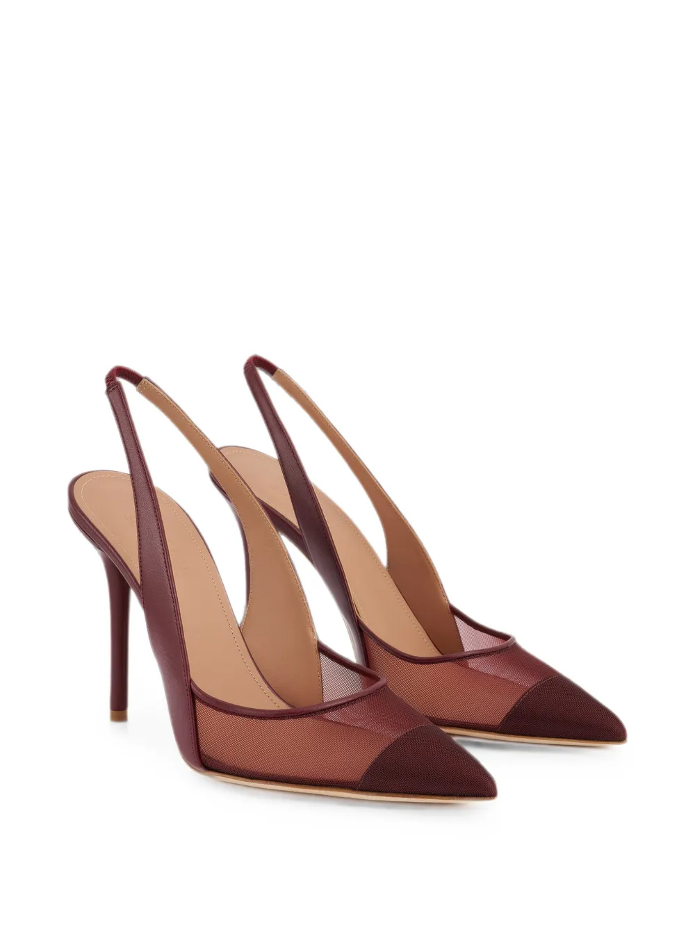 Malone Souliers Arc mesh-panel slingback pumps Rood