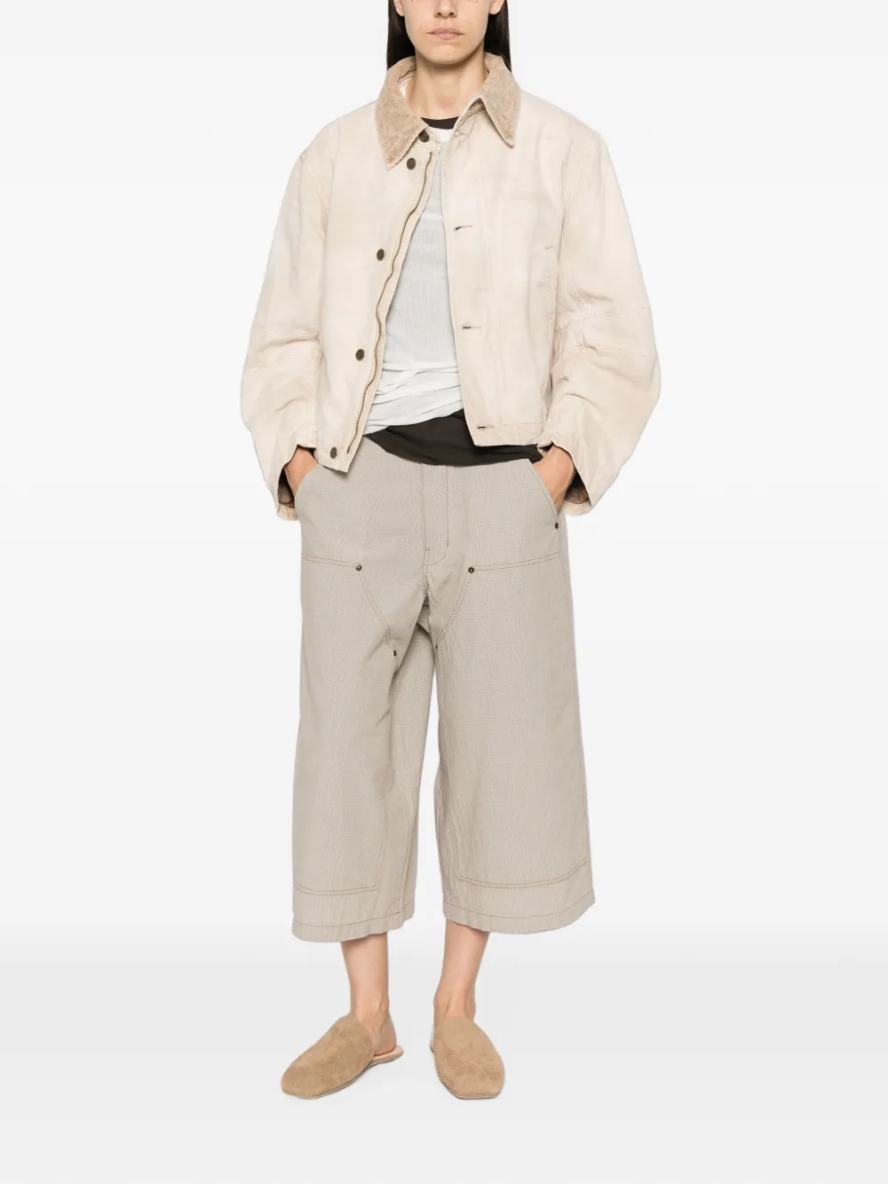 6397 Geruite shorts Beige