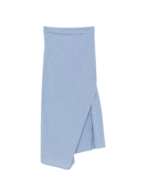 6397 gingham-check asymmetric wrap skirt